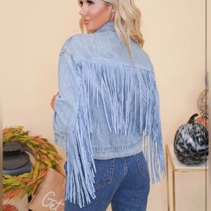 NWT Le Lis fringe jean jacket - M